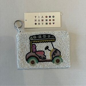 Tiana NY Beaded Coin Purse Golf Cart Design Size 5" x 3.5" Handmade
